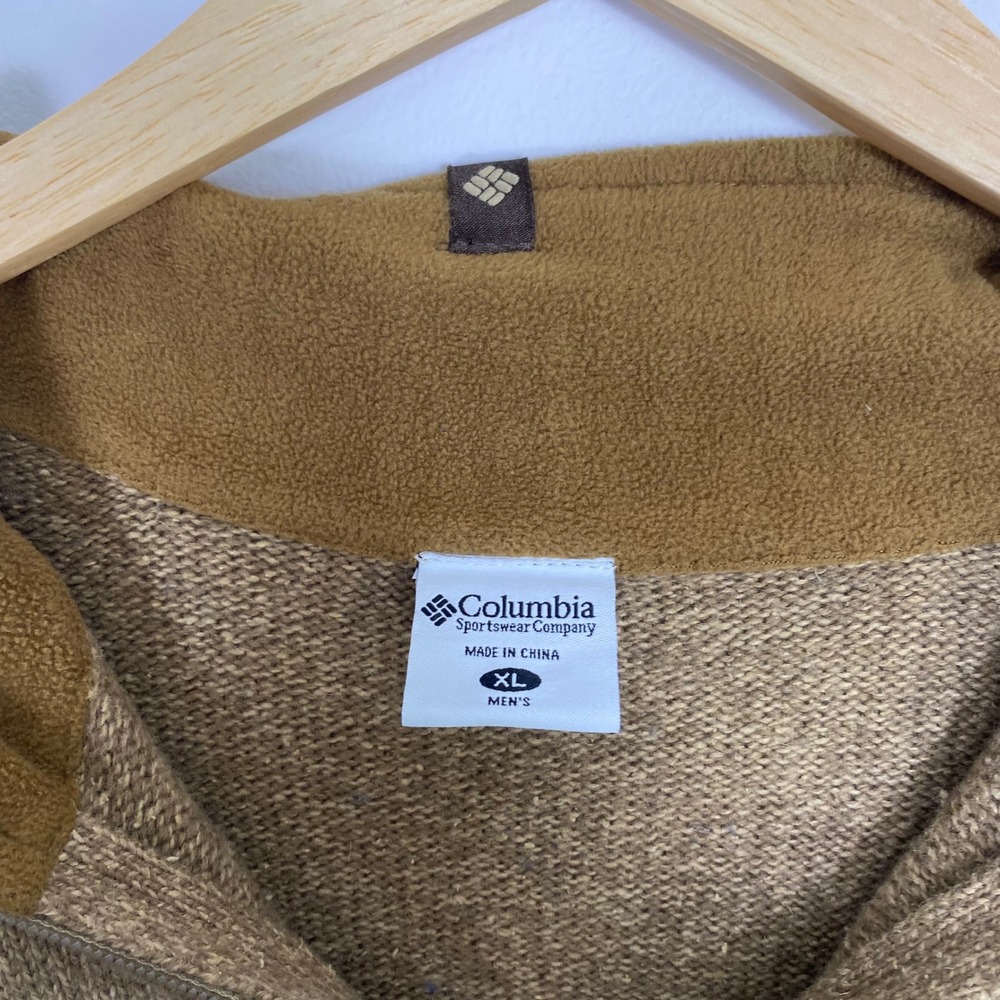 Columbia Sportswear Company Men's XL Tan Striped‎ 1/4 Zip Wool Blend Sweater - Picture 3 of 6